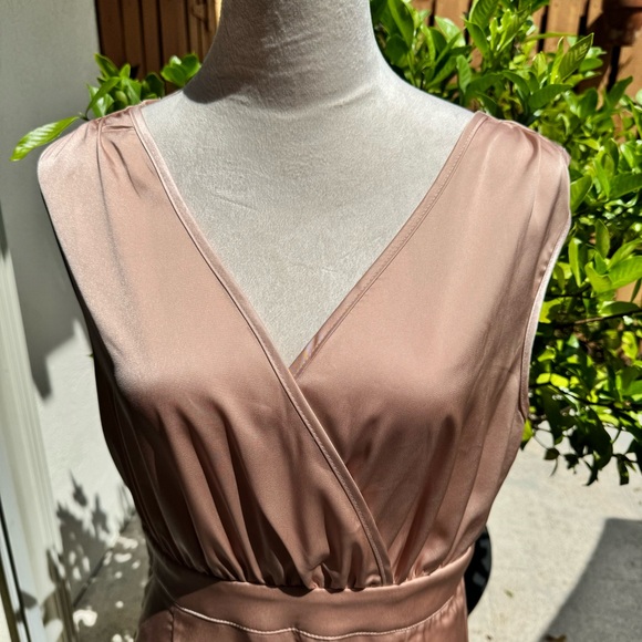 SHEIN. Champagne Satin dress. Midi Dress. Cowl back. Sz L. Side zip. Bac… - Picture 2 of 10